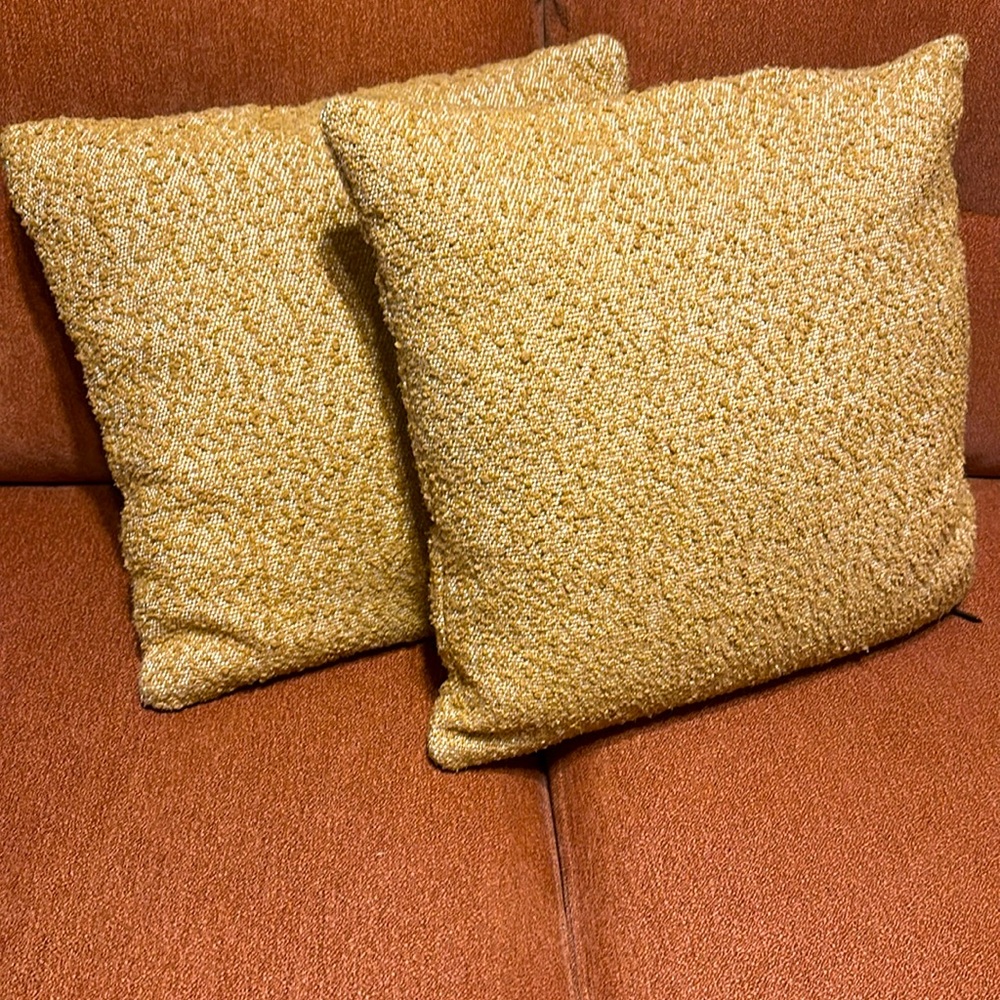 Two, tan, textured 18x18 pillow cases